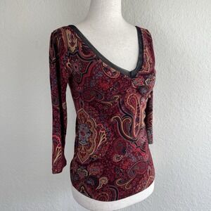 Vtg Y2k Size S Phoebe Top Babydoll 3/4 Sleeve Whimsigoth Fairy Asian Indie Red